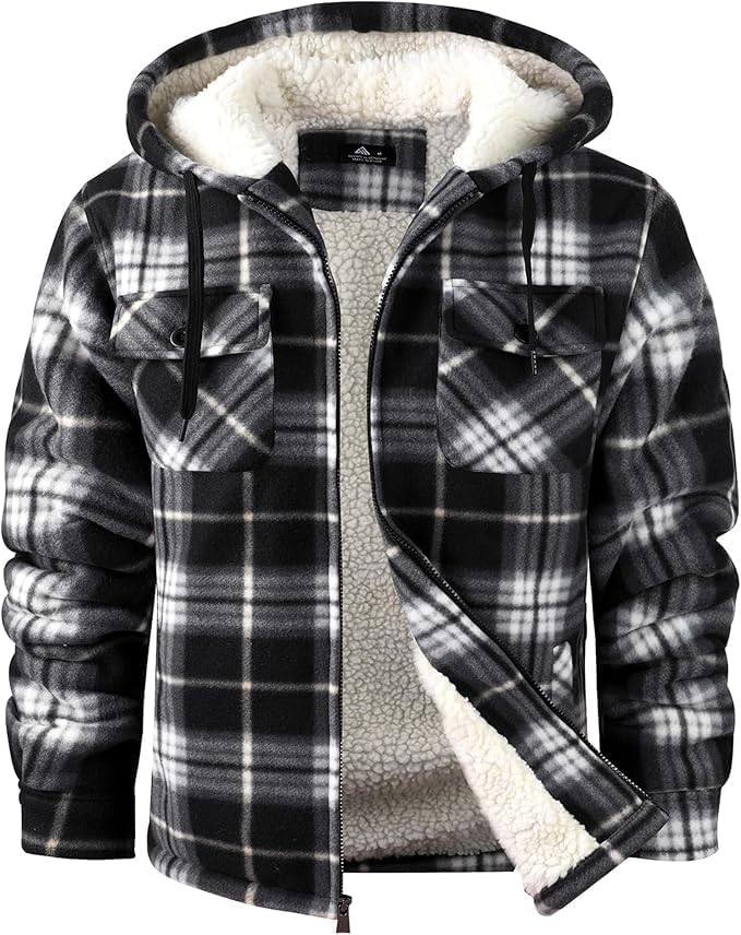 Amazon.com: SCODI Men's Flannel Shirt Jacket Fleece Sherpa Lined